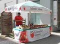 Man is selling fresh strawberries in Weimar, Thuringia, Germany