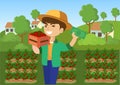 Man selling fresh tomatoes from his farm make him profit from his investment Royalty Free Stock Photo