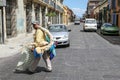 Man selling hand made traditional Oaxaca hammocks in Oaxaca, Me Royalty Free Stock Photo