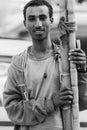 Man selling sugarcane on the street