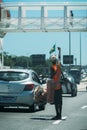 Man selling sweets on the street in Rio de Janeiro, Brazil on Avenida