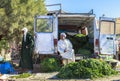 A man selling vegetables in black market, Morocco Royalty Free Stock Photo