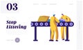 Man Separating Litter and Garbage on Conveyor Landing Page. Worker Utilize Rubbish to Reduce Environmental Littering. Recycling