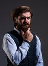 Man serious bearded businessman stylish formal outfit, manhood concept