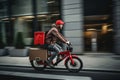 Man service box scooter delivery online speed fast car business order package courier motorcycle Royalty Free Stock Photo