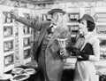 Man serving a dish to a woman in a Automat Royalty Free Stock Photo