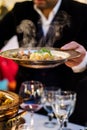 Man serving testi kebab at the restaurant Royalty Free Stock Photo