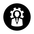 Man, setting, settings, gear icon. Black vector design Royalty Free Stock Photo