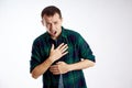Man severe chest pain, poor health, illness Royalty Free Stock Photo