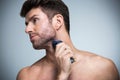 Man shaving with electric razor Royalty Free Stock Photo