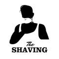 Man shaving. Razor and shaving foam. Barbershop emblem