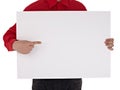 Man in shirt holding blank sign Royalty Free Stock Photo