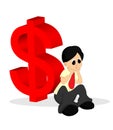 A Man in Shirt Looking Worried with Money Sign At