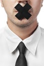 Man in shirt and tie with closed mouth isolated Royalty Free Stock Photo