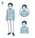 Simple Stand collar shirt man_Face-sideway