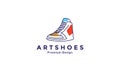 Man shoes style line art colorful modern logo design vector icon symbol illustration