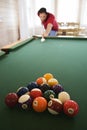 Man Shooting Pool Royalty Free Stock Photo