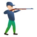 Man shooting rifle icon, cartoon style
