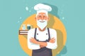 man kitchen food restaurant chef portrait standing caucasian shop service apron. Generative AI.