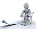 Man with shopping list and cart Royalty Free Stock Photo
