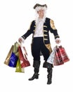 Man in shopping with old costume and wig. Royalty Free Stock Photo