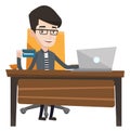 Man shopping online vector illustration. Royalty Free Stock Photo