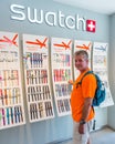 Man shopping at the Swatch store