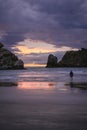 Man at the shore of beach watching sunset Royalty Free Stock Photo