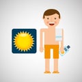 Man shorts towel beach vacations sun