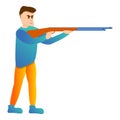 Man shotgun sport shooting icon, cartoon style Royalty Free Stock Photo