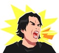 a man shouted loudly. angry expression. cartoon flat vector illustration.