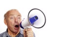 Man shouting through a bull horn Royalty Free Stock Photo