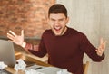 Man Shouting And Gesturing Having Nervous Breakdown In Office Royalty Free Stock Photo