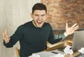 Man Shouting And Gesturing Having Nervous Breakdown In Office Royalty Free Stock Photo