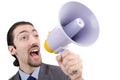 Man shouting with loudspeaker Royalty Free Stock Photo