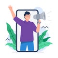 A man shouting megaphone. Royalty Free Stock Photo