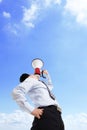 Man shouting megaphone Royalty Free Stock Photo