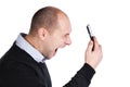 Man shouting at the mobile phone Royalty Free Stock Photo