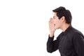 Man shouting, telling, speaking, announcing, communicating Royalty Free Stock Photo