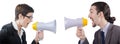 The man shouting and yelling with loudspeaker Royalty Free Stock Photo