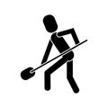 Man shovel digging work construction pictogram Royalty Free Stock Photo