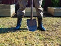 A man with a shoveln