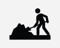 Man Shoveling Icon. Shovel Construction Dig Digging Building Construction Site Worker. Black White Sign Symbol EPS Vector Royalty Free Stock Photo