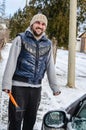 Man shovelling and removing snow