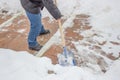 Man shovelling snow from the sidewalk 5 Royalty Free Stock Photo