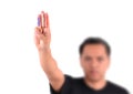 Man show 3 finger for anti dictator Royalty Free Stock Photo