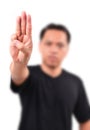 Man show 3 finger for anti dictator Royalty Free Stock Photo