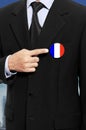 Man Show French Flag Pin Royalty Free Stock Photo