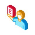Man Show Letter isometric icon vector illustration