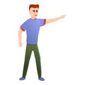 Man show right way icon, cartoon style Royalty Free Stock Photo